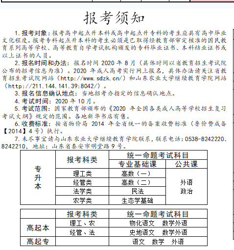 2021年山东省农业大学成人高考招生简章(图4)