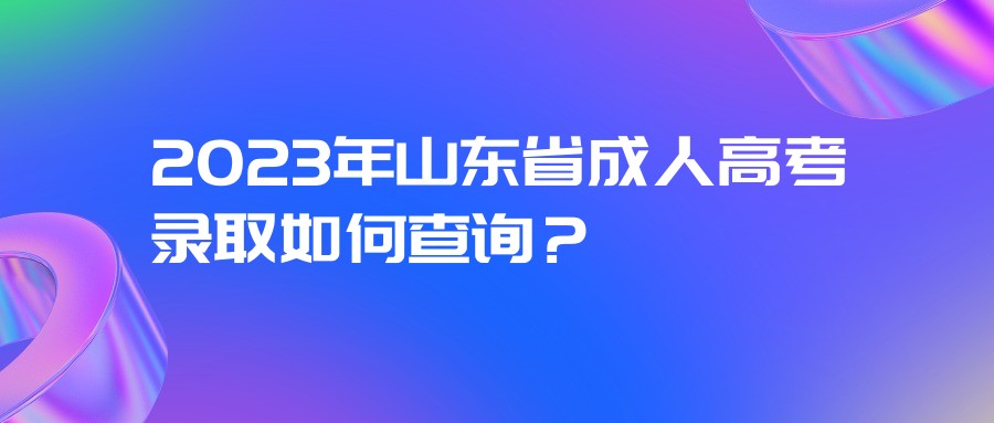 2023年山东省成人高考录取如何查询？