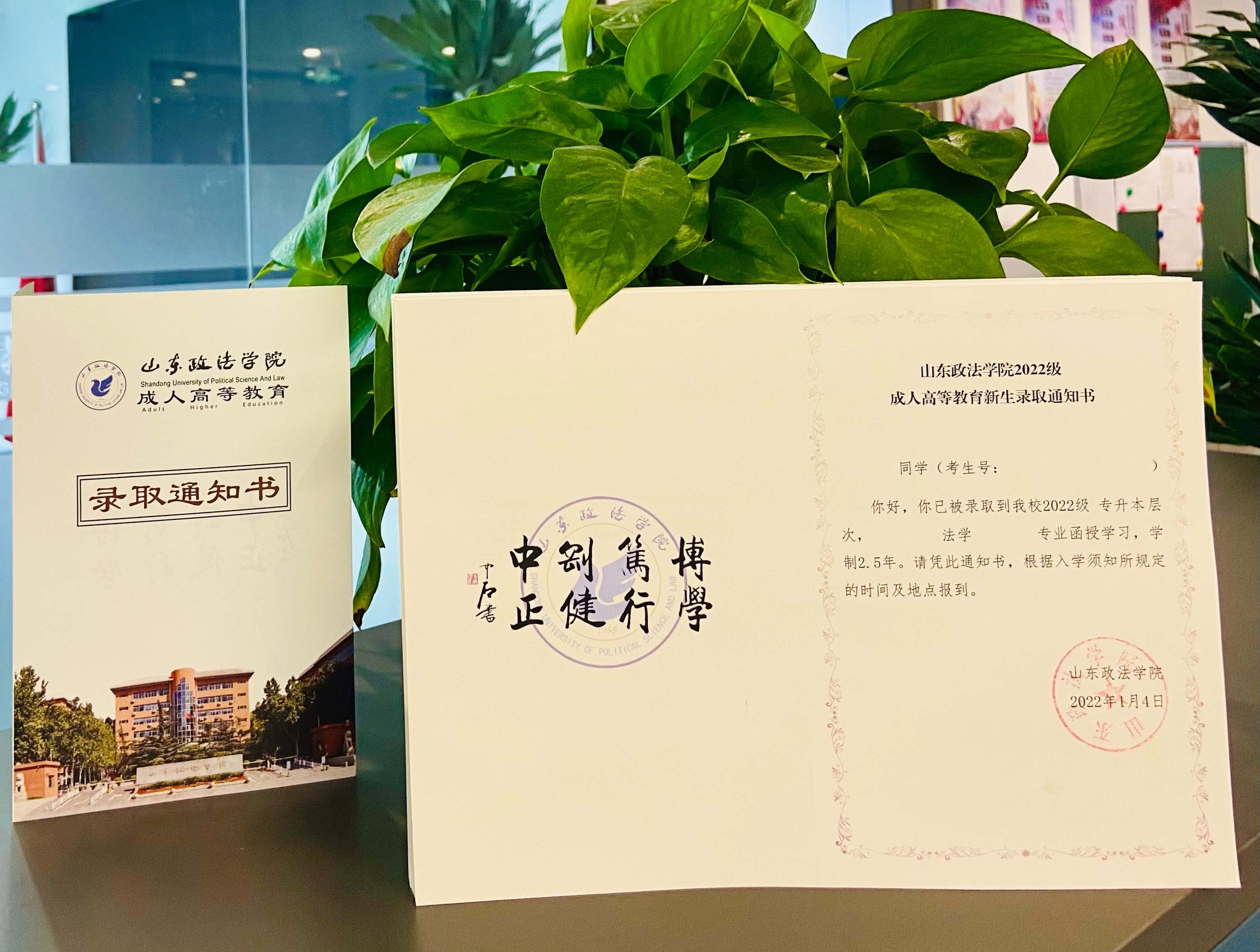 2021年山东省成人高考各大院校录取通知书样本第2弹(图1)