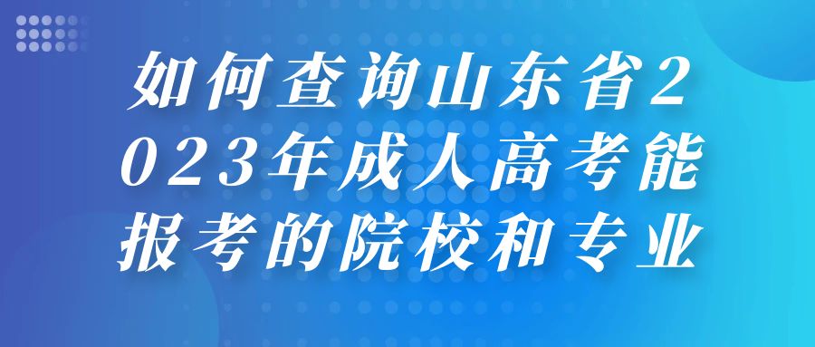 如何查询山东省2023年成人高考能报考的院校和专业