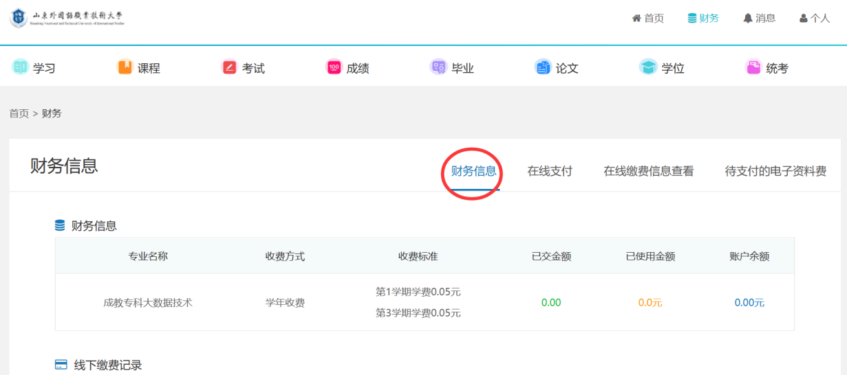 2024年山东外国语职业技术大学成人高考学费缴纳操作流程(图3)