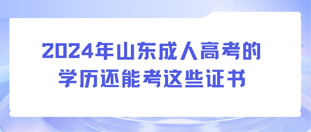 2024年山东成人高考的学历还能考这些证书