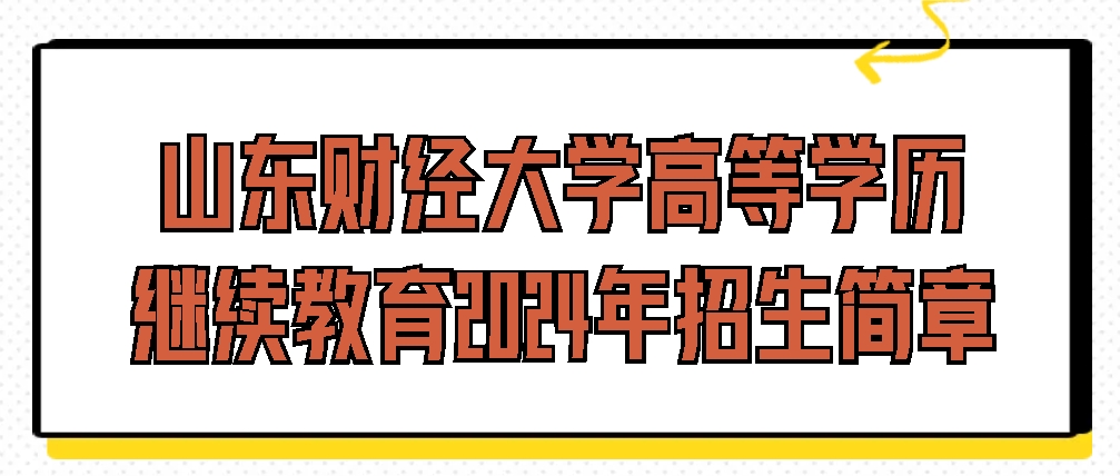 山东财经大学高等学历继续教育2024年招生简章