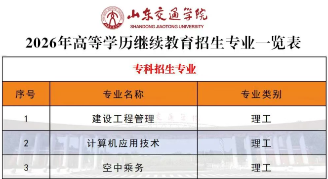 招生简章 | 山东交通学院2026年高等学历继续教育招生简章(图2)