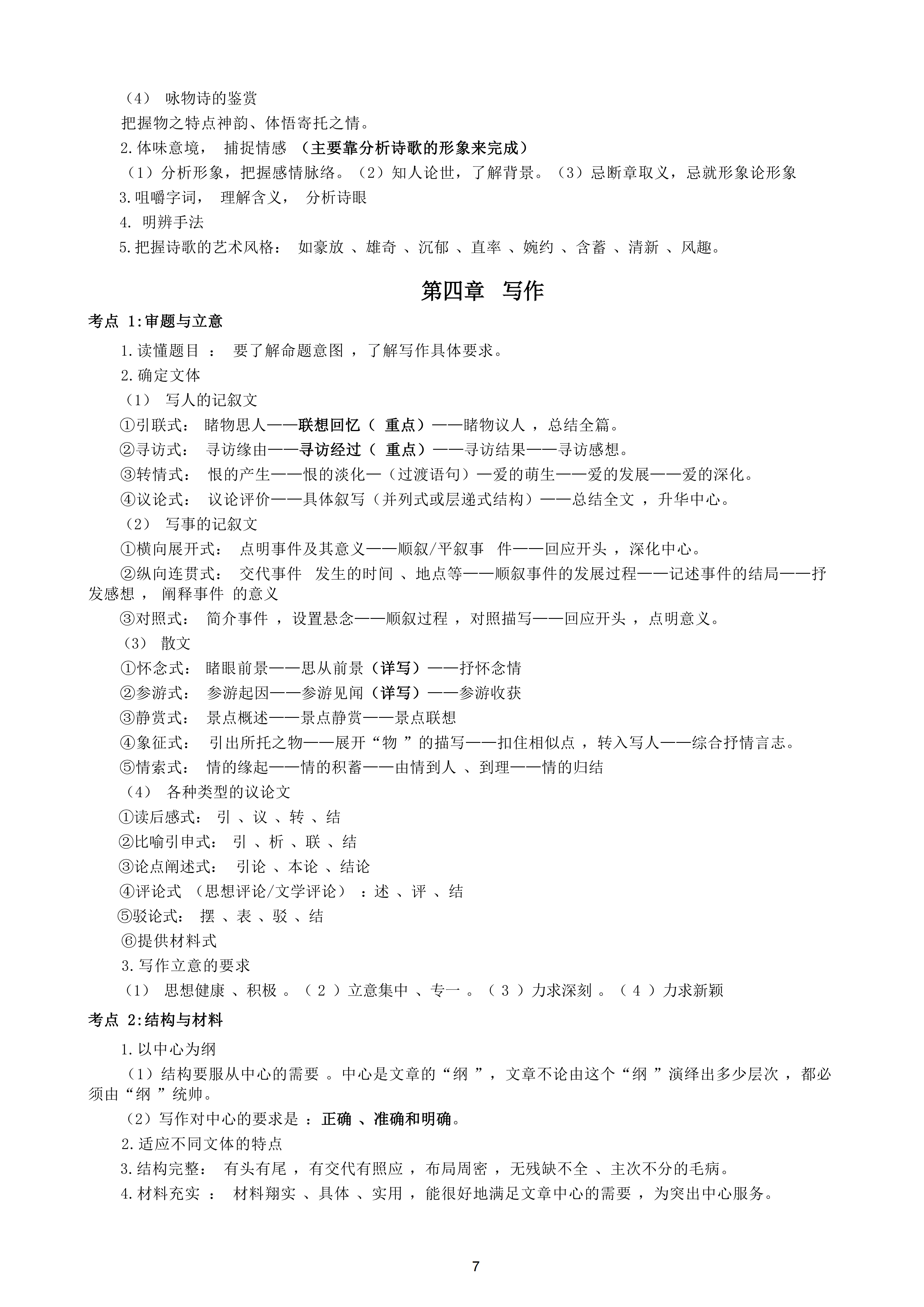 2026年山东成人高考高起专语文重点精华(图7)