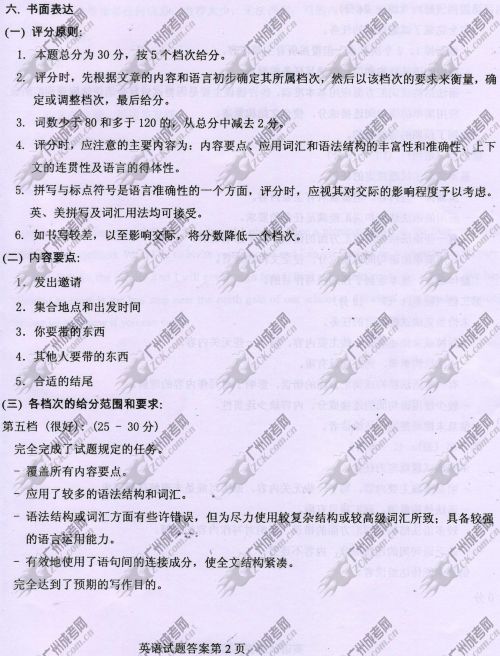 山东省成人高考2014年统一考试英语真题A卷参考答案